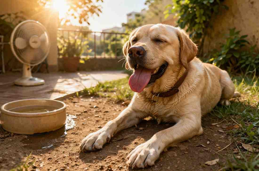 Dog in warm weather needing cooling support